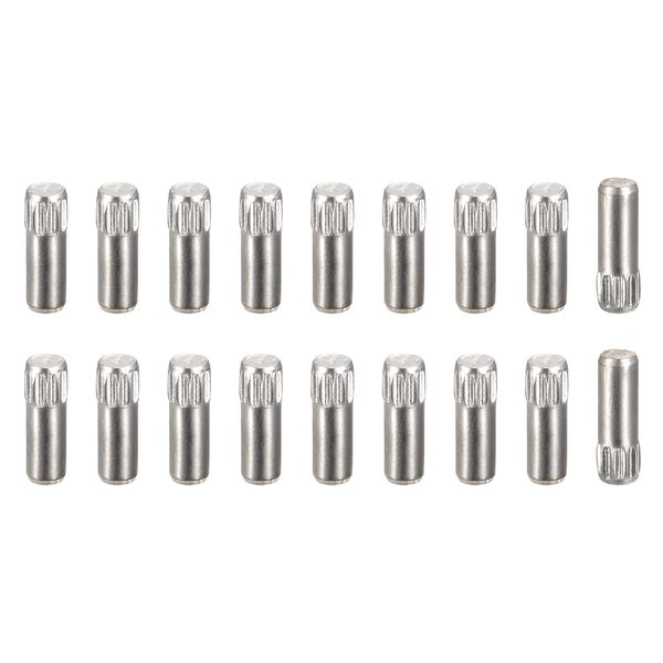 uxcell Dowel Pins 3x6mm 304 Stainless Steel Knurled Head Flat Beveled End Dowel Pins Wood Bunk Bed Shelf Pegs Support Shelf Fastener Element Pack of 20