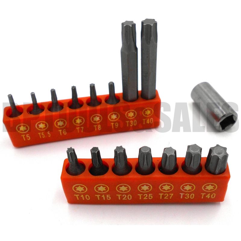 16pc Hardened Tip Security Star Torx Bit Set T5 T6 T7 T8 T10 T15 T20 ...