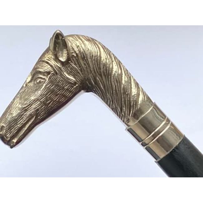 Retro Collection's Victorian Style Wooden Cane Walking Stick Solid Brass Horse face Handle with Silver Chrome Finish