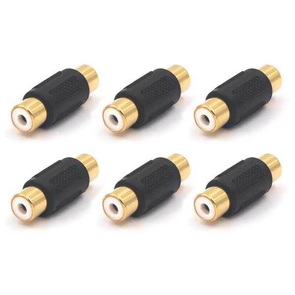 VCE Cinch Kupplung Cinch Adapter Audio Video Adapter RCA Cinch Buchse auf Cinch Buchse Verbinder Verlängerung Adapter Vergoldet 6 Stück