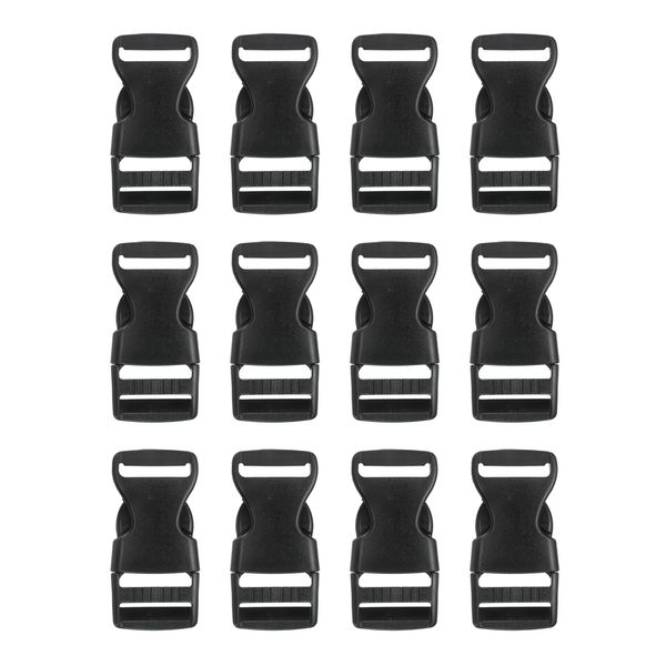 PATIKIL 0.78" Quick Release Buckle, 12 Pack Plastic Buckles for Straps Backpack Clips Replacement Backpack Dual Adjustable Fanny Pack Belt Dog Collars, Black