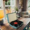 3-Speed Bluetooth Briefcase Suitcase Turntable Portable Record Player Headphone