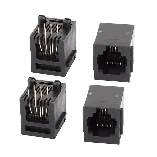 sourcing map 4Pcs Vertical Mount 6P6C RJ12 PCB Jack Network Telephone Connector