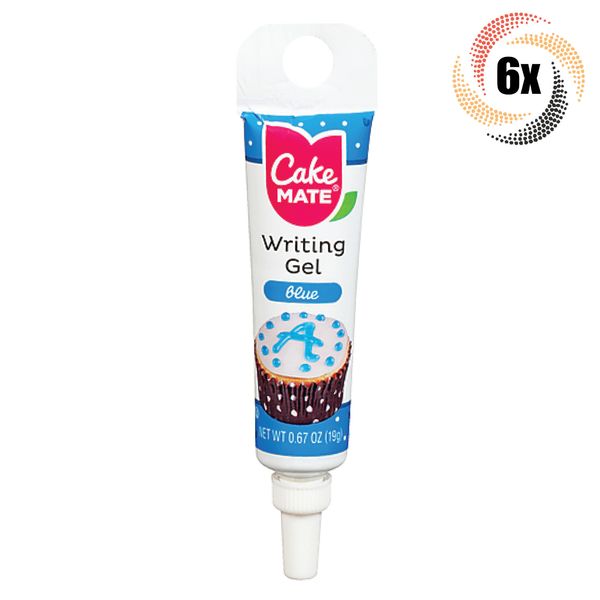 6x Tubes Cake Mate Decorating Writing Gel | Blue | .67oz | Precision Tip