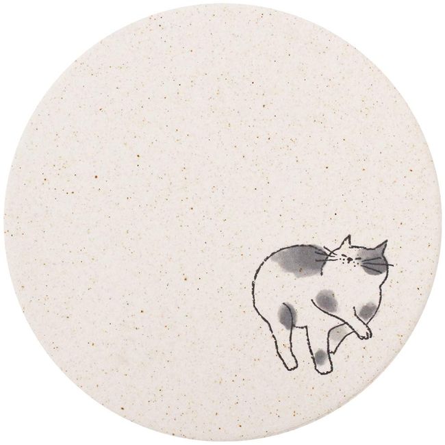 &NE NRS-116-GG Diatomaceous Earth Coaster Cat Pattern, Made in Japan