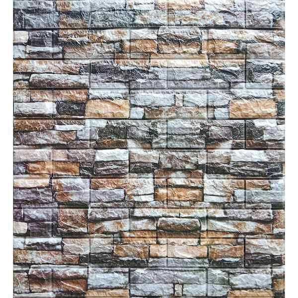 28 x 28 in. Peel & Stick Wall Brick Foam Decorative Wall Paneling Decor 10 Pack