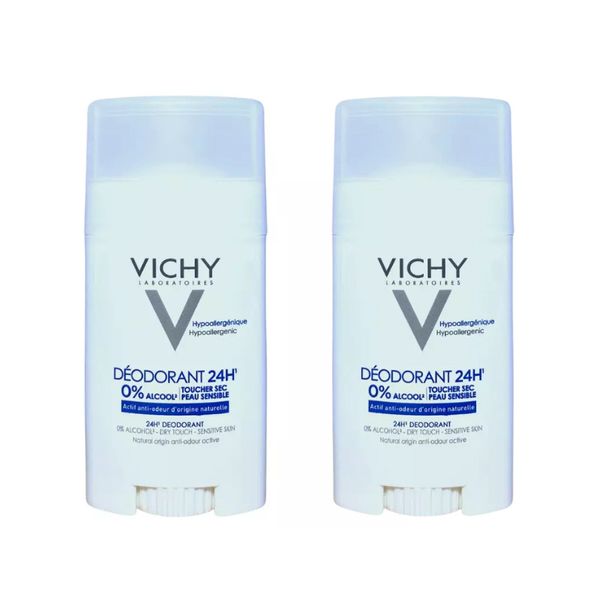 2 PACK  Vichy Stick Deodorant 24hrs Dry Touch Stick 40ml