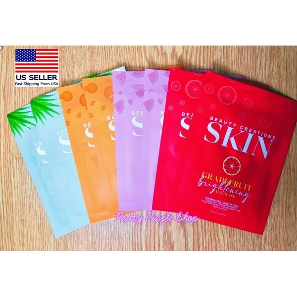 Beauty Creations Skin Watermelon, Vitamin C, Aloe Hydrating Face Mask Sheets