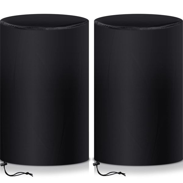 55 Gallon Drum Cover, 210D Oxford Cloth Water Storage Barrel Cover, 25 x 37 Inch Outdoor Waterproof Rain Snow Bucket Cover with Drawstring, UV Protection, Anti Dust (2 Pcs)