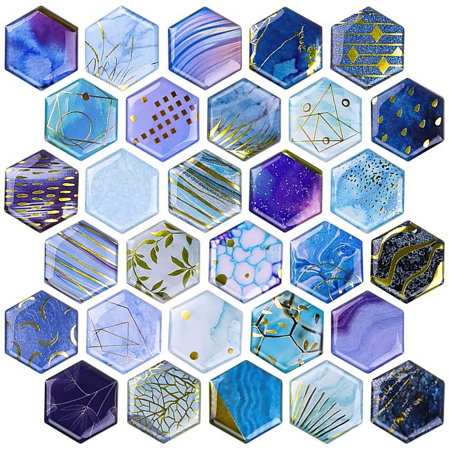 MORCART Fridge Magnets, Cute Locker Magnets, Decorative Magnets for Refrigerator Whiteboard Cabinet Office Kitchen Blackboard Bronzing Art Gift for Adult Hexagon 30PCS (Blue)