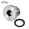 sourcing map Stainless Steel Inner Hex Head M16x1.5 Pipe Fitting Plug with Seal Ring for Terminate Pipe Ends 2Pcs