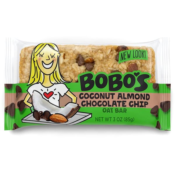 Bobo's Oat Bars, Coconut Almond Chocolate Chip, 3 oz Bar (12 Pack), Gluten Free Whole Grain Snack and Breakfast Bar