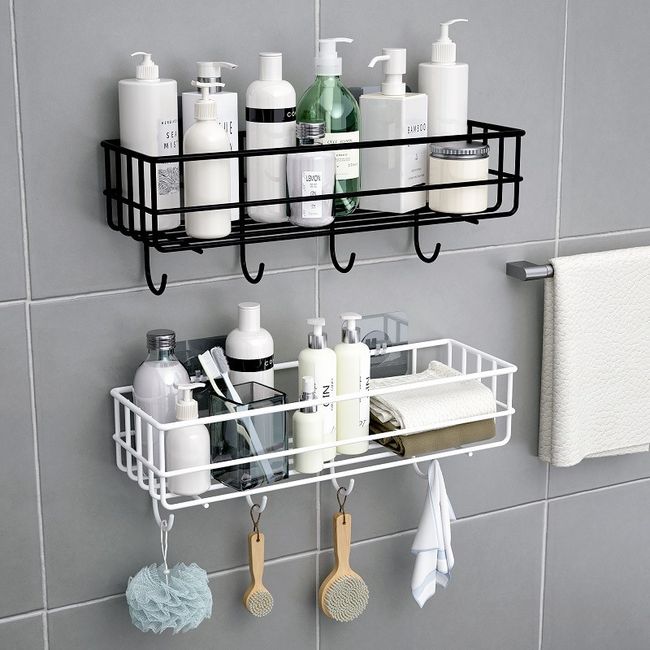 Stainless Steel Free Punch Bathroom Wall Shelf Shampoo Body Wash