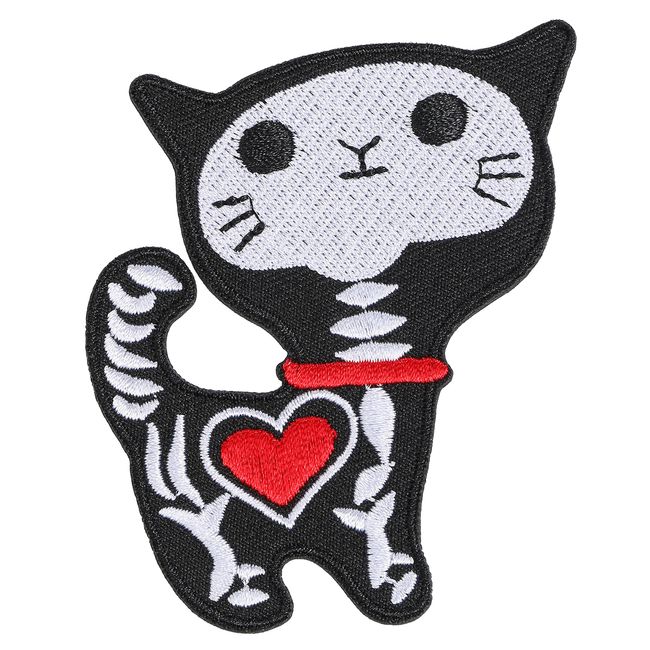 Fully Embroidered Iron Patch Patch Skull Cat Heart Cats A0262