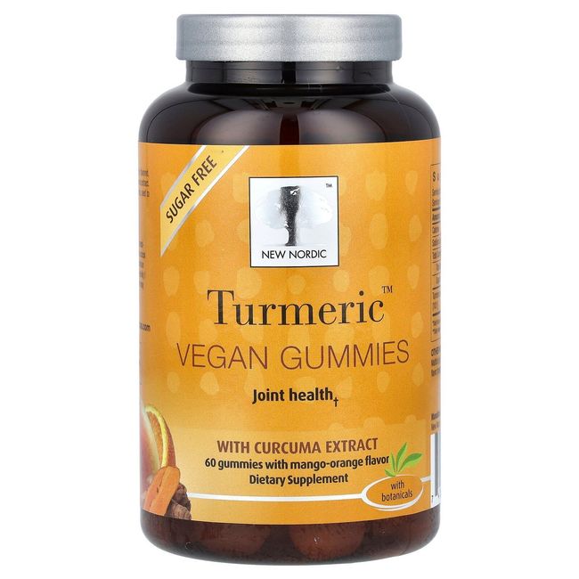 Turmeric Vegan Gummies with Curcuma Extract, Mango-Orange, 60 Gummies