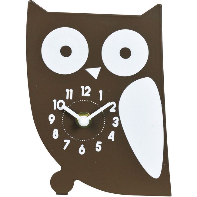 Steel 置ki時計 Object Clock [Owl] Brown G-10 5018B