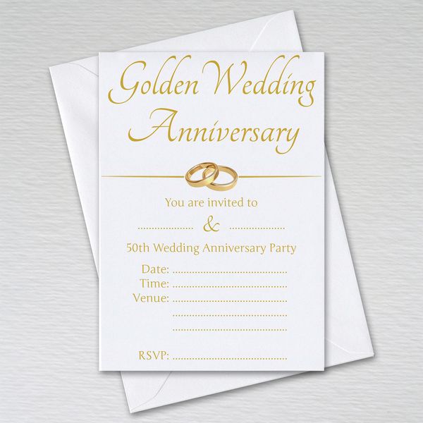 Pack of Golden Wedding Party Invitations with Envelopes Card Invites for 50th Wedding Anniversary 50 Years (Pack of 50 with Envelopes)