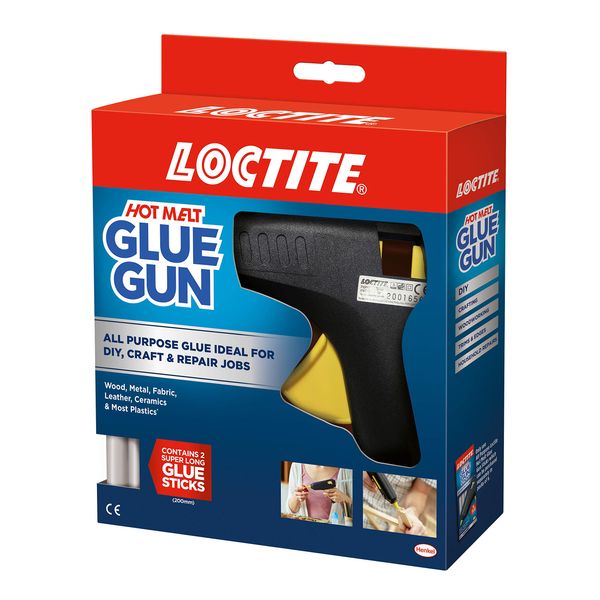 Loctite Hot Melt Glue Gun, All Purpose Hot Glue Gun for DIY, Craft & Repair, High-Strength Glue Gun for Wood, Metal, PVC & More, with 2 Glue Stick Refills, Black