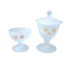 Glass Buddha Tea Set (rice and water container), cherry blossom pattern (cloudy white)