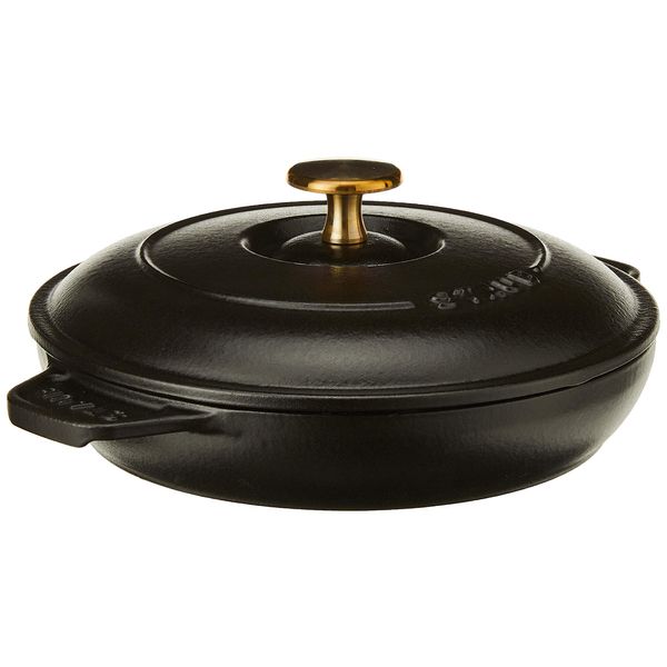 STAUB Cast Iron Round Covered Baking Dish, 7.9-inch, Black Matte