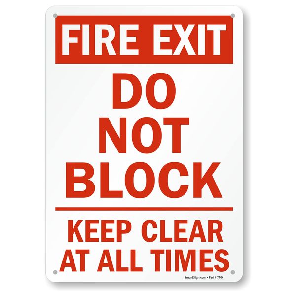 SmartSign "Fire Exit - Do Not Block, Keep Clear at All Times" Sign | 10" x 14" Plastic