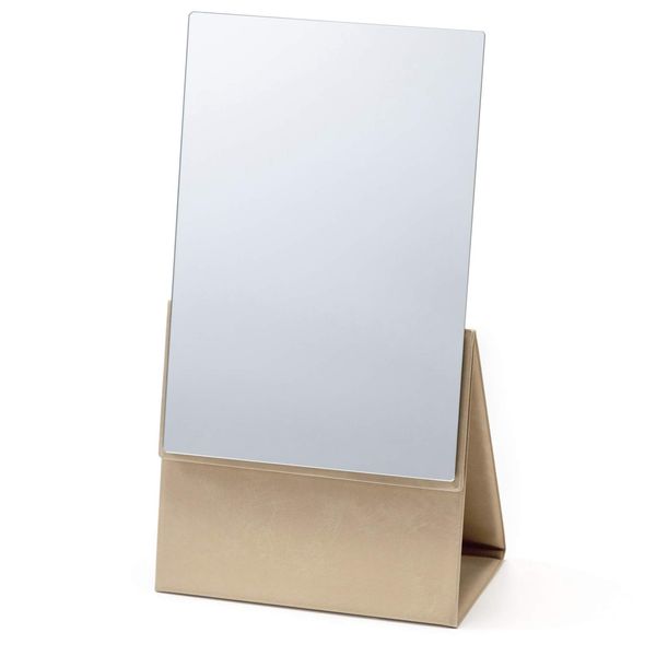 HORIUCHI MIRROR Napure 2-Way Folding Mirror, Beige, Makeup Mirror, Tabletop Mirror, Reflecting Real Skin Color, Adjustable Height, Made in Japan