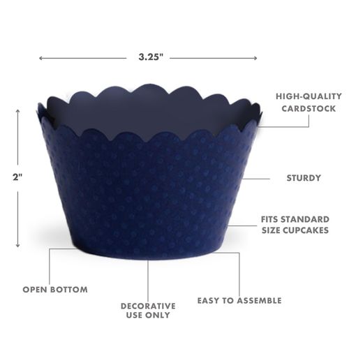 Dress My Cupcake Standard Navy Blue Cupcake Wrappers, Set of 50