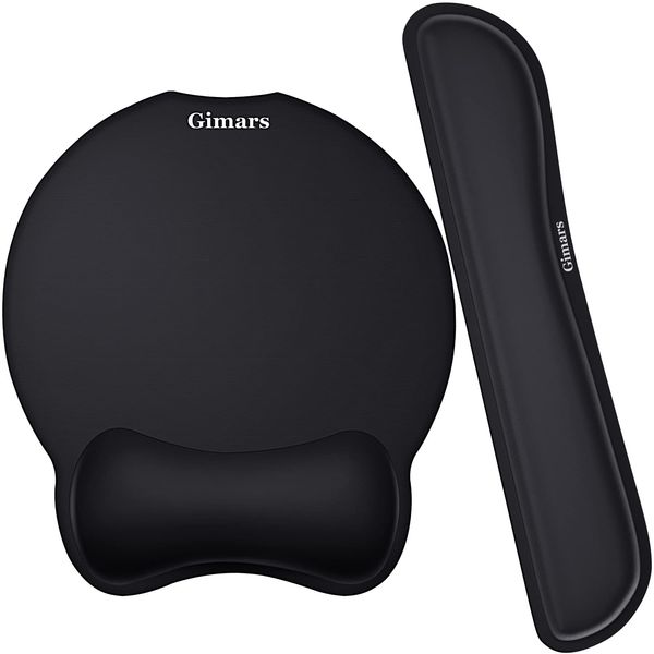 Gimars Upgrade Ergonomic Enlarge Superfine Fibre Soft Smooth Keyboard Wrist Rest and Mouse Pad with Wrist Support for Computer, Laptop, Mac, Gaming, Office & Pain Relief