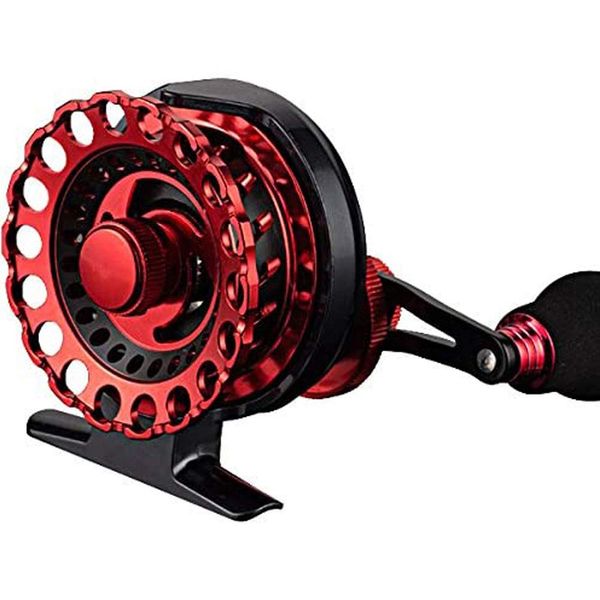 Wellvie 1:2.6 Aluminum Machine Cut Drop Fishing Reel, Casset/Squid Fishing Reel (Red x Black)