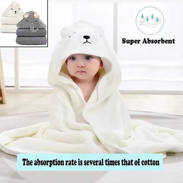 URSEORY 2 Pack Hooded Baby Towel - Premium Soft Bath Towel for Bathtub for Babie, Newborn, Infant - Ultra Absorbent, Natural Baby Stuff Towel for Boy and Girl (Elephant, Bird)