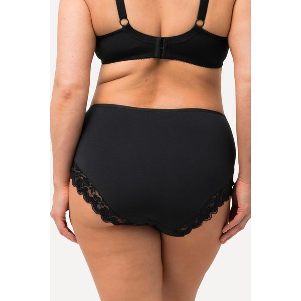 Ulla Popken Damen 2er Pack Büroslips mit Spitze, schwarz, 66/68