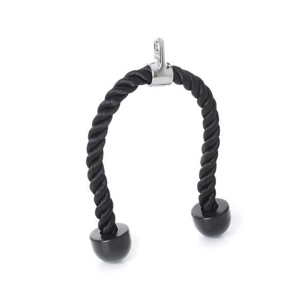 Triceps Rope Twisted Pull Down Rope with Non-Slip Handles - Biceps, Triceps, Cable Attachment - Black