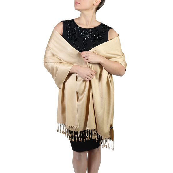 Pashmina Shawls and Wraps for Women - Ideal for Summer Weddings and Special Events - Gold