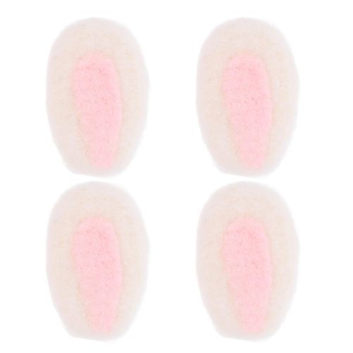 STOBOK 4Pcs Felt Rabbit Ear Easter Crafts Accessories Craft Bunny Ears for DIY Headband Hair Clips Hair Bow Earrings Stuffed Animal Doll Decoration, White