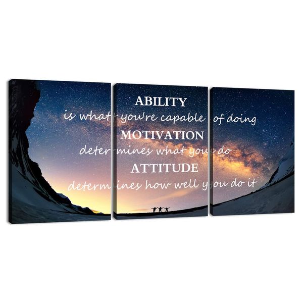 3 Panels Successful Inspirational Posters Quotes Wall Art Ability Modern Motivational Painting Picture Prints on Canvas Artwork Motto for Office Bedroom Decor Living Room Home Decor (16”Hx36”W)