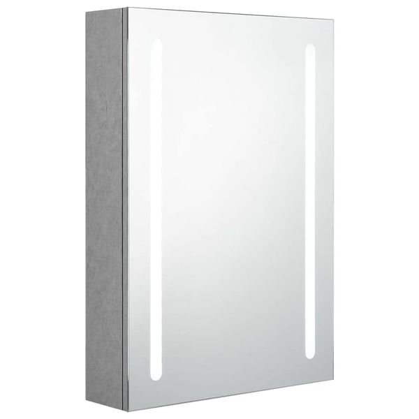 vidaXL LED Bathroom Mirror Concrete Grey Medicine Cabinet Furniture Vanity