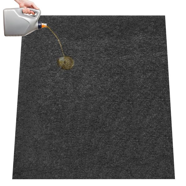 Datanly Garage Floor Mat 29 x 36 Inch Oil Spill Mat Oil Absorbent Pads Reusable, Washable, Waterproof Backing Contains Liquids, Protects Garage Floor or Driveway Surface, Black (1 Pcs)