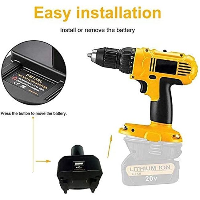 Battery Adapter Converter USB Battery Convert Adapter DM18RL for DeWalt 20V Milwaukee 18V to Ryobi 18V