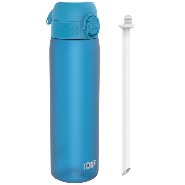 ION8 500ml Water Bottles With Straw, BPA Free, Leakproof, Dishwasher Safe, Drinking Water Bottle With Straw, Drink Bottle, Clear, Blue, 500ml/18oz