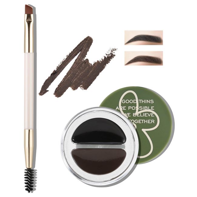 Boobeen 2-in-1 Eyeliner Eyebrow Cream, Highly Pigmented Gel Eye Brow Liner With Brush, Create Long Lasting Matte Eye Makeup, Waterproof&Smudge-proof