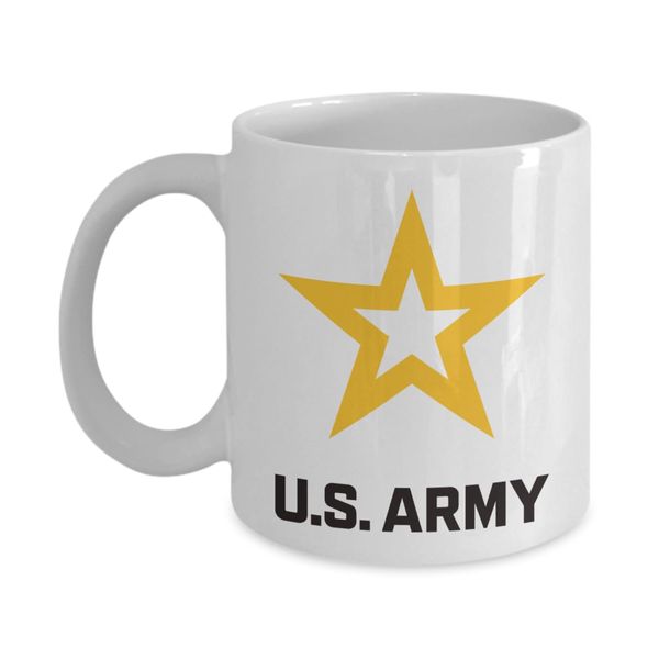 U.S. Army Coffee Mug - Gold Star Logo (White, 11oz)