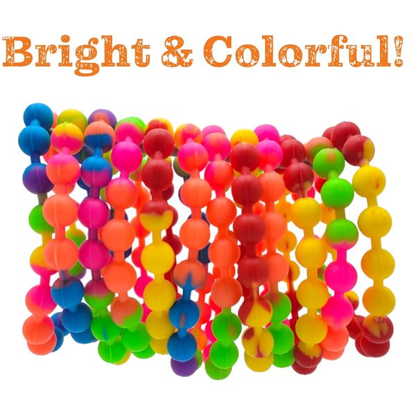 Zugar Land Colorful Rainbow Stretchy Rubber Bracelets (12 Pack) 8" Great Kids and Adults. Perfect for Party Favors, Carnival Prizes, Goodie Bags, Fundraisers, Giveaways, etc. (12)