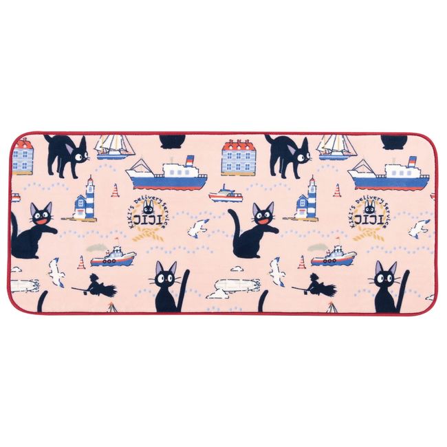 Senko 48521 Kiki's Delivery Service, Jiji and the Seaside, Fluffy, Boa Mat, Approx. 19.7 x 47.2 inches (50 x 120 cm), Pink