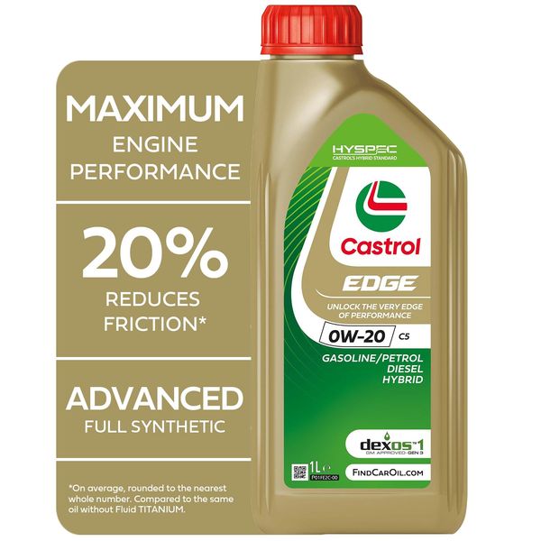 Castrol EDGE 0W-20 C5 Engine Oil 1L, Gold