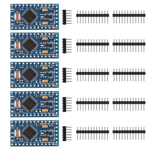 AITRIP 5 pack PRO Mini Atmega328P-AU 5V/16MHz Development Board Microcontroller Bootloadered with Pin Headers for Arduino (5PCS)