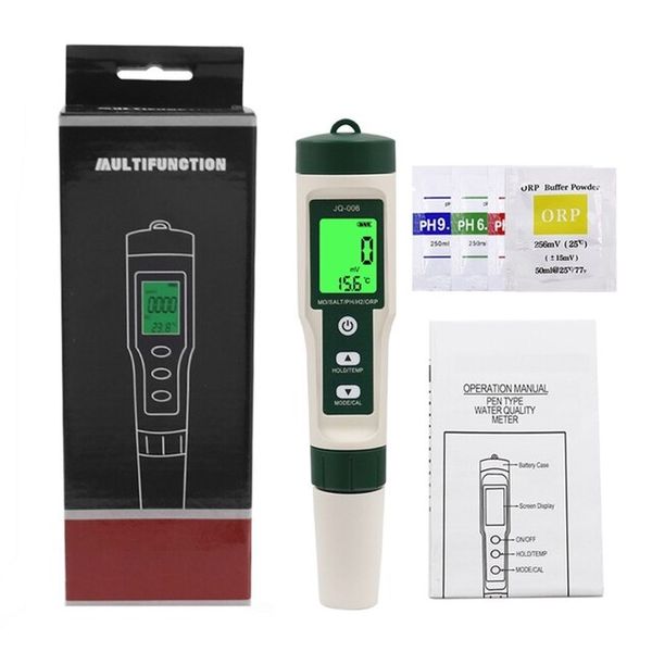 Water quality meter ph meter water quality test 10-in-1 p-H meter tester digital water quality test meter/non-backlit TDS/EC/SALT/TEMP/S.G/ORP/H2/Fertile Test, [02] Backlit style