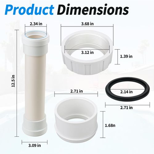 Salt Cell Bypass Pipe Kit for Hayward Turbo Cell Salt Chlorination Cell, with 2 Salt Cell Union Replacement, Bypass Dummy Cell Compatible with Hayward T-Cell Salt System, Upgrade Pool Spa Pump Parts