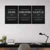 Urttiiyy Grind Hustle Execution Entrepreneur Quotes Inspirational WallArt Canvas Prints Motivational Wall Decor Entrepreneur Quotes Office Posters 3Panels for Living Room,Bedroom Framed Ready to Hang