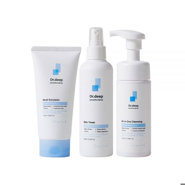 Dr. Deep Mineral Moisture Care 3-Piece Set (Skin Toner 200ml + Multi-Emulsion 150ml + All-in-One Cleansing 150ml)