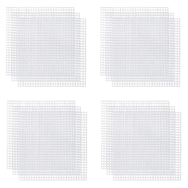 12 Pcs Plastic Mesh Canvas Sheet Square Cross Stitch Plastic Meshes Blank Rug Hooking Mesh Canvas Mat for DIY Crafts Embroidery Knit